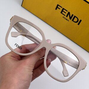 Fendi FE50064F FENDI FIRST 025 BRAND NEW Eyeglasses Ivory Cream Women Geometric